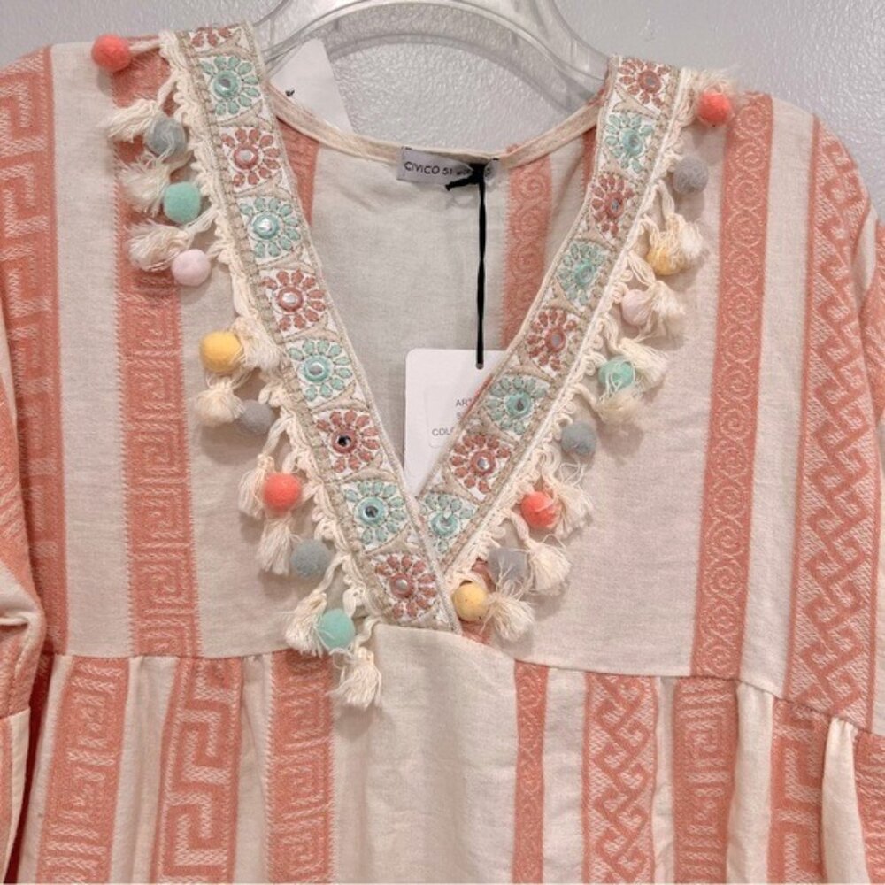 Cívico 51 rose white boho dress size M - Picture 6 of 12